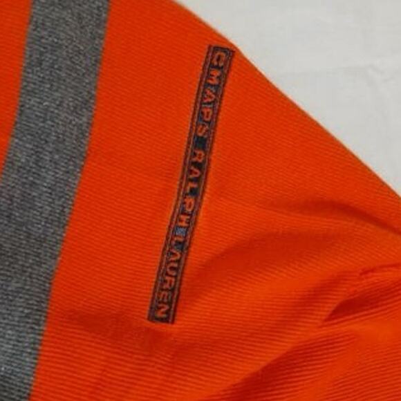 VTG Men's Chaps Ralph Lauren Medium Orange Grey Stripes Long-Sleeved Knit Shirt - Picture 6 of 12
